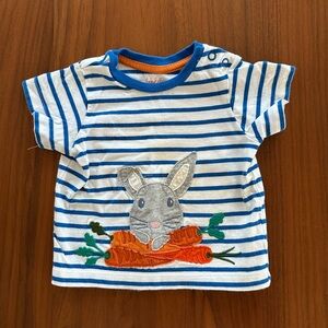 Baby Boden Blue Striped Bunny Applique Shirt size 3-6 months